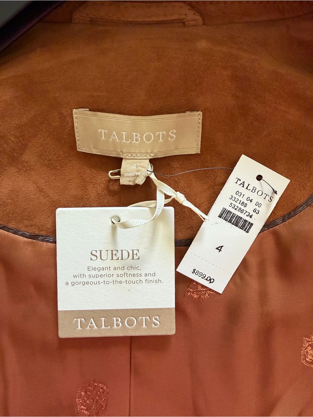Talbots Brown Suede Double-Breasted Trench Coat - Picture 4 of 15